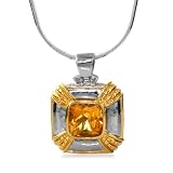 Two Tone Square Citrine Pendant & Chain