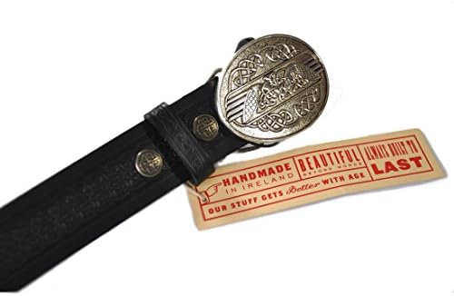 Irish Handmade Genuine Leather Embossed Black Belt Conor Design