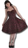 Heartbreaker Fashion Retro Style Cherry Dress, Black Cherry Halter Swing Dress Small - Plus 2XL