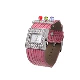 Geneva Platinum Rhinestone Beaded Fashion Watch with Silver Band by Geneva