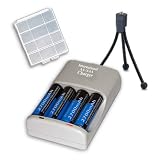 World-ready 100-240V Ultra-Fast AA / AAA Nimh Battery Wall Charger w/ 4 Premium 2700 Ni-MH Batteries & Mini Tripod w/ Battery Holder