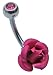 Jules Body Jewellery-Belly Bars-Small Pink Rose Navel Bar-10mm Size