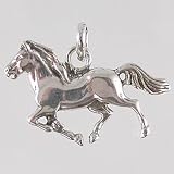 Small Sterling Silver Running Horse Pendant, #11905