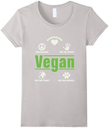 Women's Vegan Compassion Planet Animal Health T-Shirt Large Silver