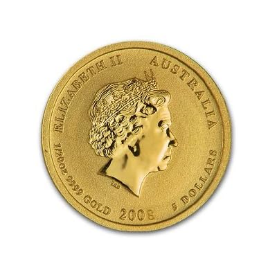 2008 Australian Lunar Series (II) 1/20th Troy Ounce [1.555 grams] Gold Coin (Year of the Mouse)