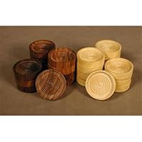 Worldwise Imports Sheesham/Boxwood 1.25in Checkers Pieces (24)
