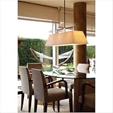 Tau Three Light Pendant Finish / Shade / Bulb Type: Satn Nickl w. Drk Lther / Linen / Fluor
