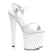 7 1/2 Inch White Rhinestone Sandals High Platform Sexy Shoes Stripper Shoes Open Toe