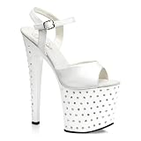 7 1/2 Inch White Rhinestone Sandals High Platform Sexy Shoes Stripper Shoes Open Toe