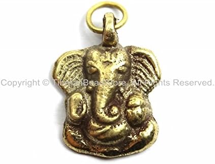 Small Nepalese Tibetan Brass Ganesh Charm Pendant- Brass Charms Yoga Charm Pendant- Ethnic Tribal Nepal Tibet Ganesha Ganesa Charm- WM5759