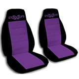 2 black and purple car seat covers, with a butterfly tattoo for a 1999 Nissan Sentra. by Designcovers