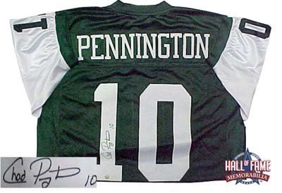 Chad Pennington Autographed/Hand Signed New York Jets Reebok Green Jersey
