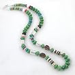 Tommy Singer 30" Green Turquoise Sterling Silver and 12 Kt Gold Bead Necklace, #7880
