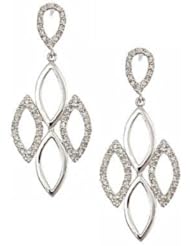 14K White Gold Diamond Dangle Earrings (1/2 Cttw, SI Clarity, H Color)