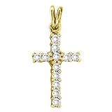 10K Yellow Gold 1/4 ct. Diamond Cross Pendant with Chain