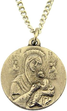 Pewter Our Lady of Perpetual Help Medal with Prayer Card, 1 Inch