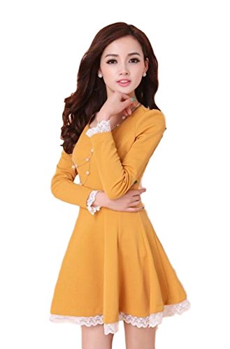 レディースファッション カジュアル エレガント スウィート 秋冬物 大きいサイズ ワンピース チュニック 七分袖 ラウンドネック レース 無地 ミニスカート フレア バックリボン ウェストリボン 美脚 スリム 通勤 通学 旅行 セレブファッション かわいいスカーフ付き AT1053