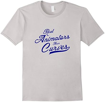 Men's Real Animators Have Curves - Tee Shirt Medium Silver