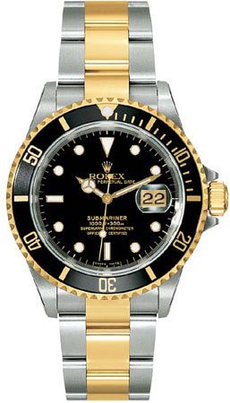 Rolex Oyster Perpetual Submariner Date Two Tone Steel Mens Watch 11613BK