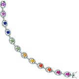 14K White Gold 2 cttw G Diamond & Sapphire Fancy Link Bracelet