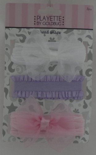 3pk of Chiffon Bow & Elastic Ruffle Headwrap by Carters - Pink - 0-6 Mths