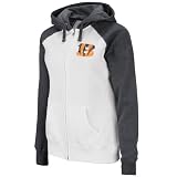 NFL Women's Cincinnati Bengals Sport Princess Long Sleeve Raglan Full-Zip Fleece Hoodie (White/Charcoal Heather, Large)