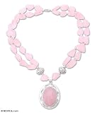 Rose quartz necklace, 'Blush' 1.2 W 17.7 L
