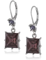 Betsey Johnson "Iconic Amethyst" Square Gem Drop Earrings