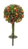 3' Indoor Outdoor Pre-Lit Christmas Topiary Ball Stake Tree Multi Lights #H62977