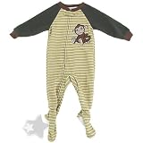 Monkey Striped Footed Sleeper Pajamas for Toddler Boys