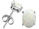 Original Star K(tm) Oval 8x6mm Genuine Opal Earring Studs in 925 Sterling Silver
