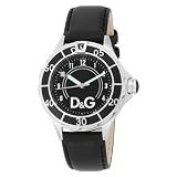 D&G DW0509 Anchor  Black Dial Black Leather Strap Watch