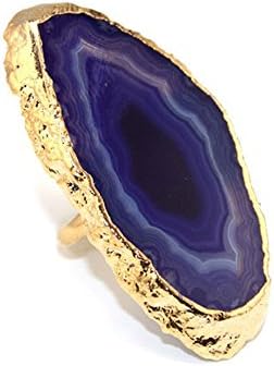 Charlene K Amethyst Sliced Agate Gemstone Ring (24k Gold Plated)