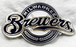 Milwaukee Brewers Enamel Pewter Buckle, MLB Baseball Buckle