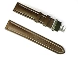 BANDA LEATHER WATERPROOF WATCH BAND WITH STAINLESS DEPLOYANT TWO BUTTON DOUBLE FOLD BUCKLE DESIGN-REAL ITALIAN CALF LEATHER-18 mm BLUE COLOR