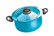 Trends 5-quart Pasta Pot, Blue Cheer Non-stick interiors Silicone lacquer exteriors Bakelite handles