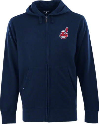 Cleveland Indians Navy Signature Full-Zip Fleece Hooded Sweatshirt