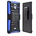 Sharp Aquos Crystal Case, Combo Rugged Shell Cover Holster with Built-in Kickstand and Holster Locking Belt Clip Blue + Circle(TM) Stylus Touch Screen Pen and Screen Protector
