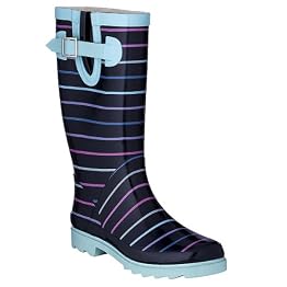 Bright Stripes Rain Boots - Marine/ Berry