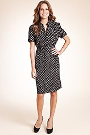 Open Neck Collar Double Spot Dress with Belt