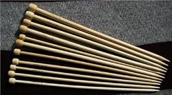 15 size single pointed bamboo knitting needles US 0-15. 13 inches (33cm) in length