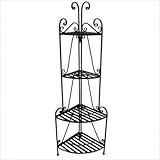 Folding Corner Bakers Rack Four Shelves in Black