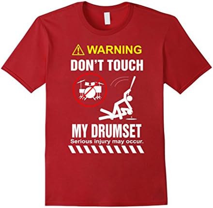 Men's DON'T TOUCH MY DRUMSET Shirt - Best GiFt Drummer XL Cranberry