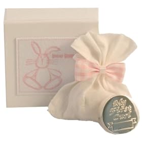 Kitted Out Boo Bunny Silver Plate My First Curl Box In Keepsake Box (Pink)