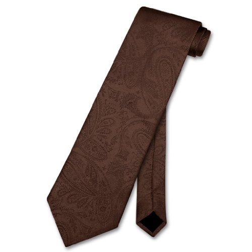 Vesuvio Napoli NeckTie Solid CHOCOLATE BROWN Color Paisley Men's Neck Tie