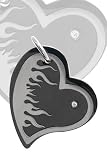 Layered Black Silver Stainless Steel Flaming Heart Pendant