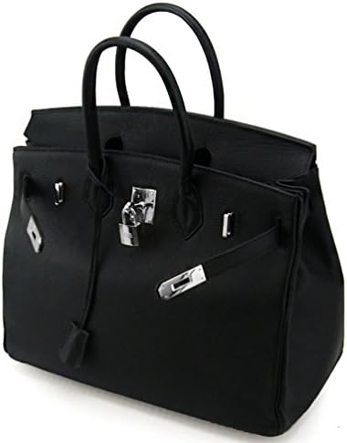 Purselover Genuine Leather Fashion Padlock "Birkin" Style Satchel Handbag-35cm