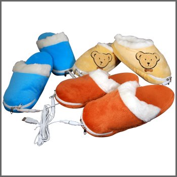 Heated USB Slippers Light Brown Bears