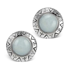 Round Sterling and Milky Aquamarine Earrings (Post) by CP Signature