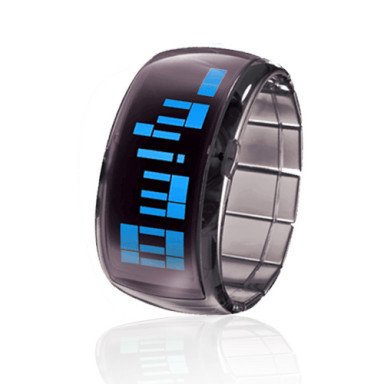 Bracelet Design Futuristic Blue LED Wrist Watch - Black